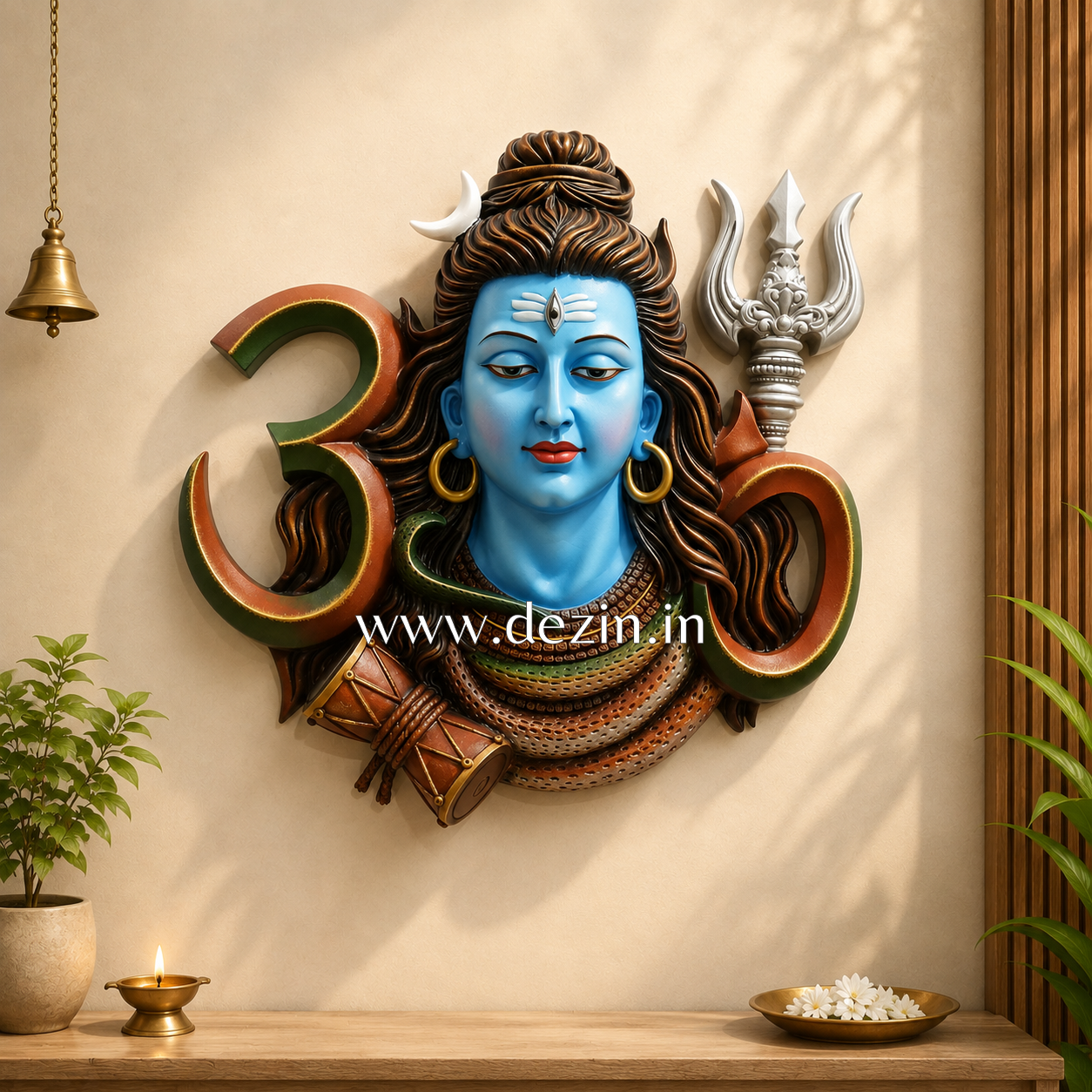 2ft Shiva 3D Wall Mural | 🕉️Spiritual Om & Trishul Decor