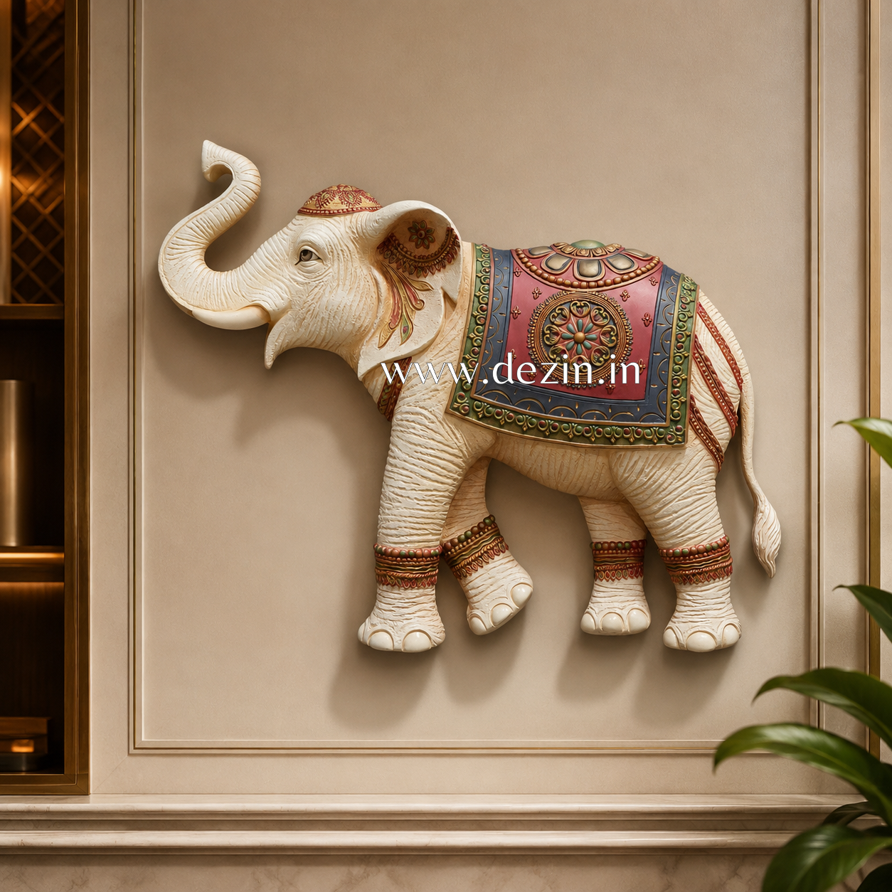 Sacred Elephant Raised Trunk Wall Mural – 4x3ft 🐘