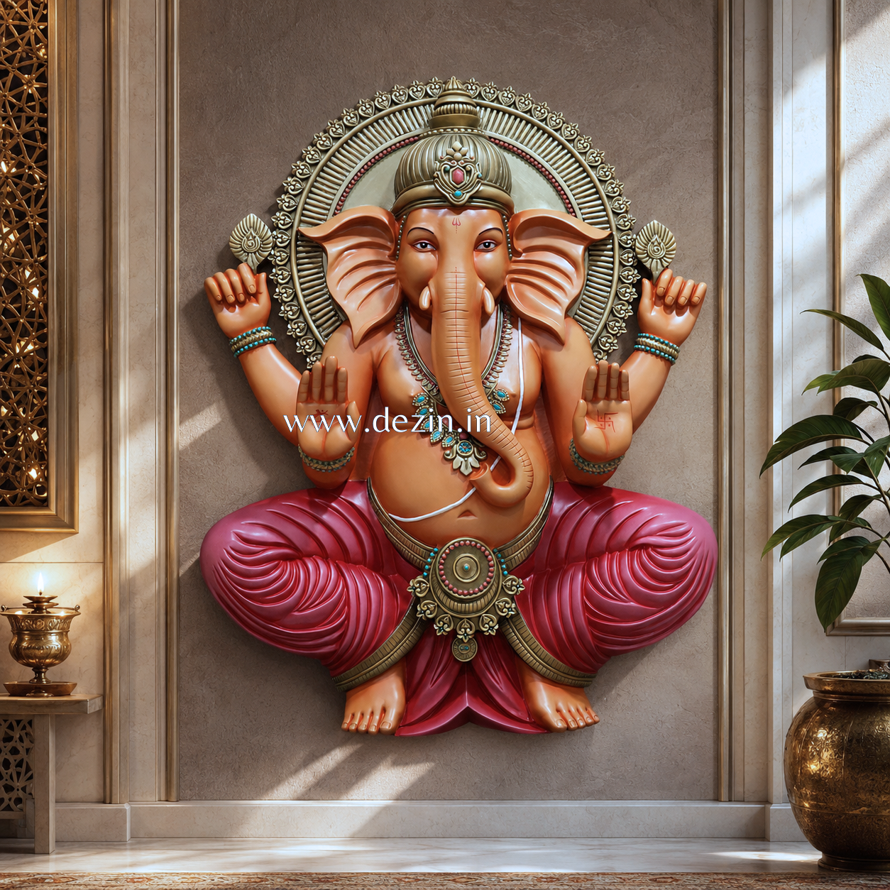 Lord Ganesha Wall Hanging Mural - 5x4ft | Premium Wall Decor