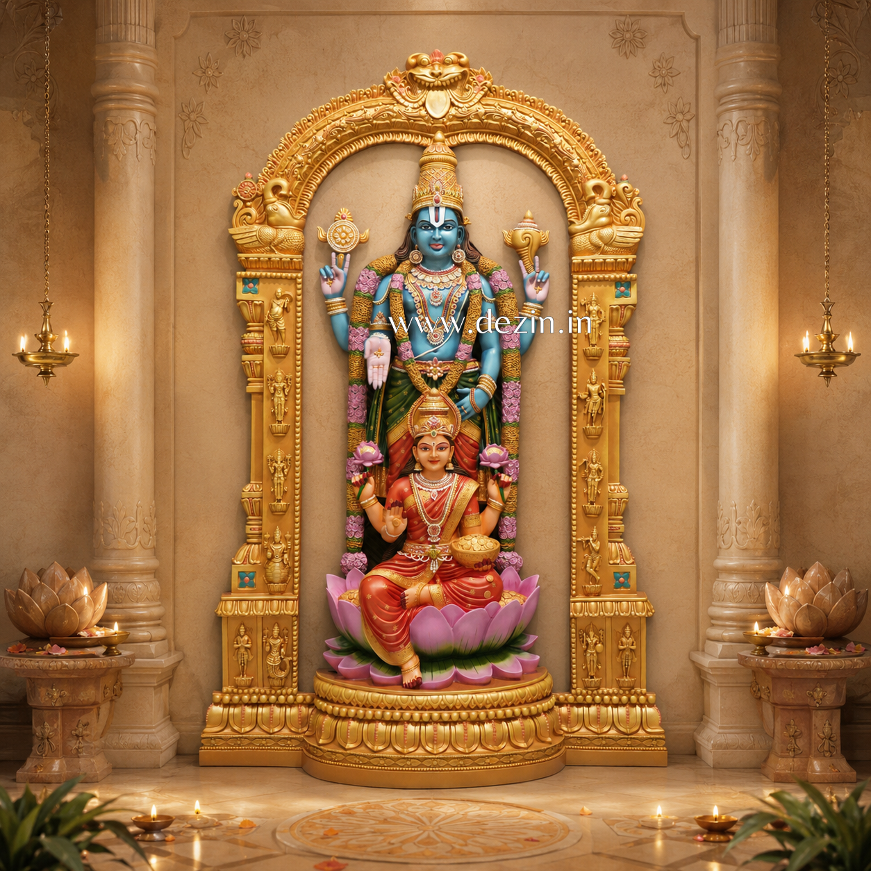Shri Lakshmi Venkateswara Balaji Mural with Prabhavali Arch - 6.5ft