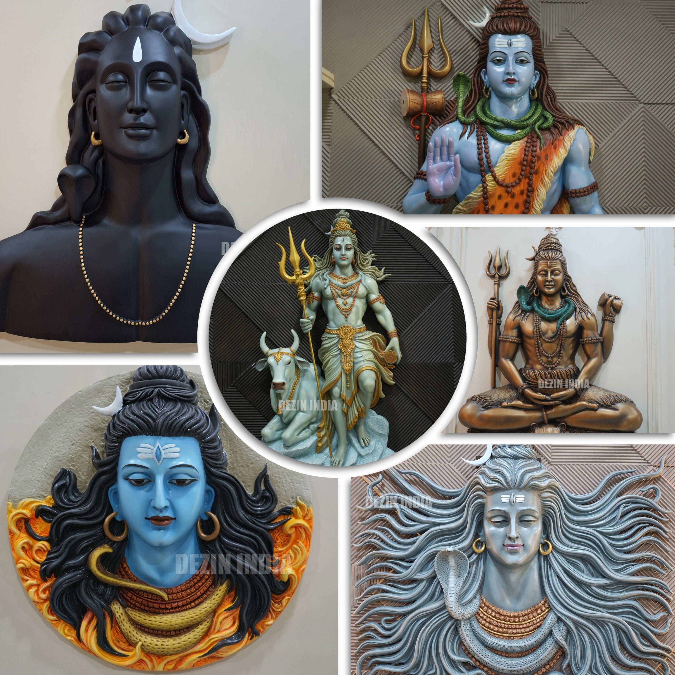 Lord Shiva Wall Murals & Sculptures | Meditative & Mahakal Murti | Dezin India