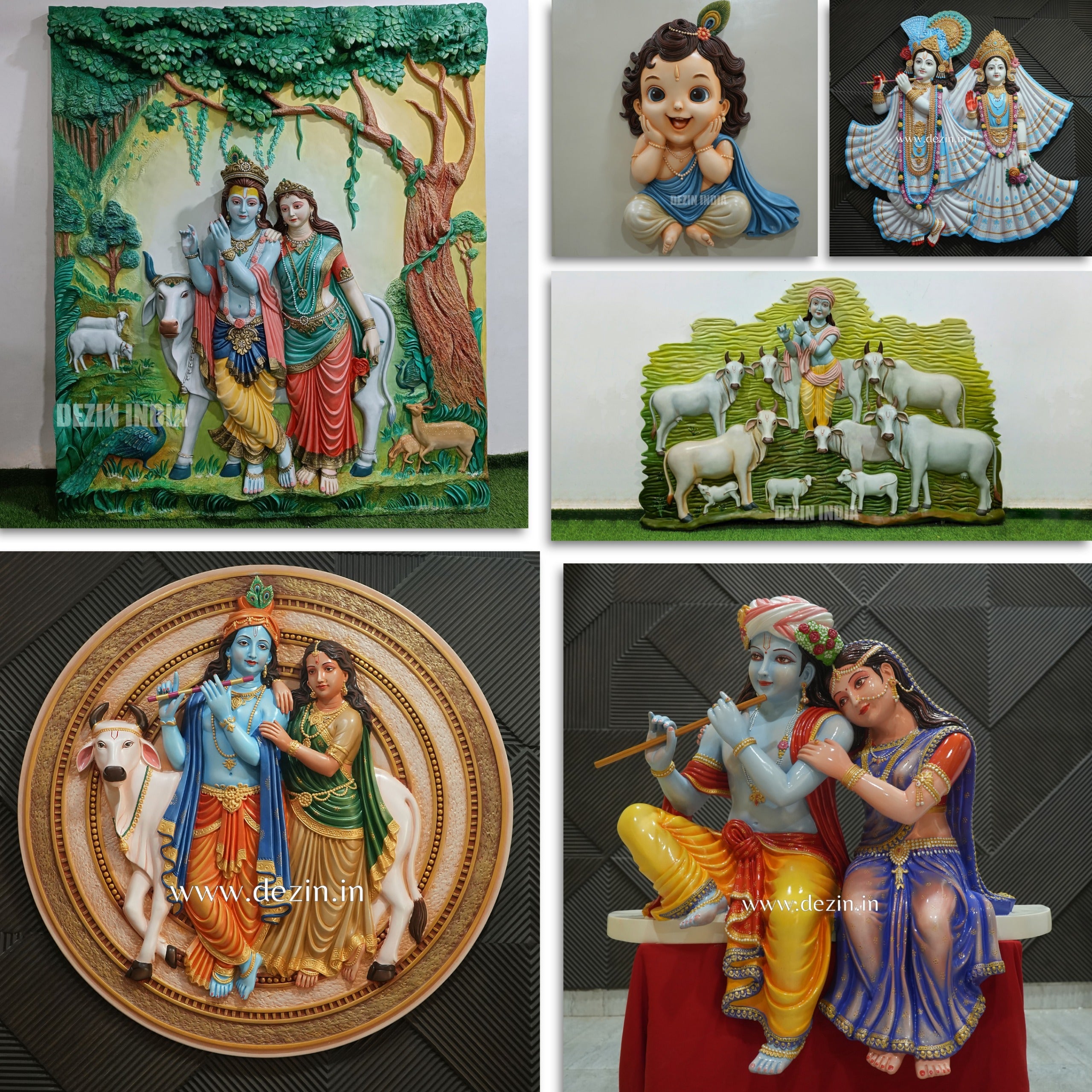 Shri Krishna & Radha Rani Murals & Sculptures | Divine Décor by Dezin India