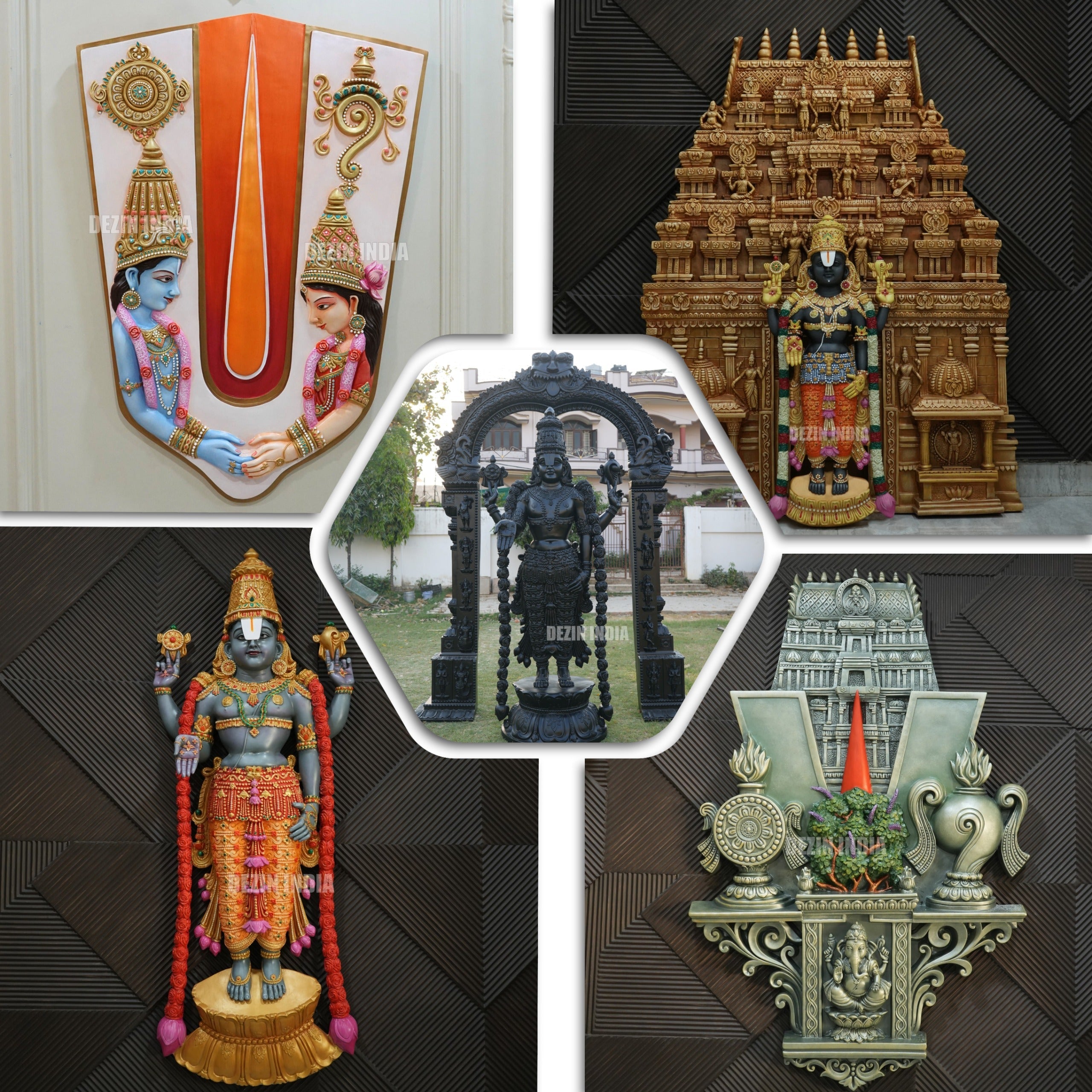 Lord Balaji Wall Murals & Sculptures | Fiber & Marble Dust Idols – Dezin India