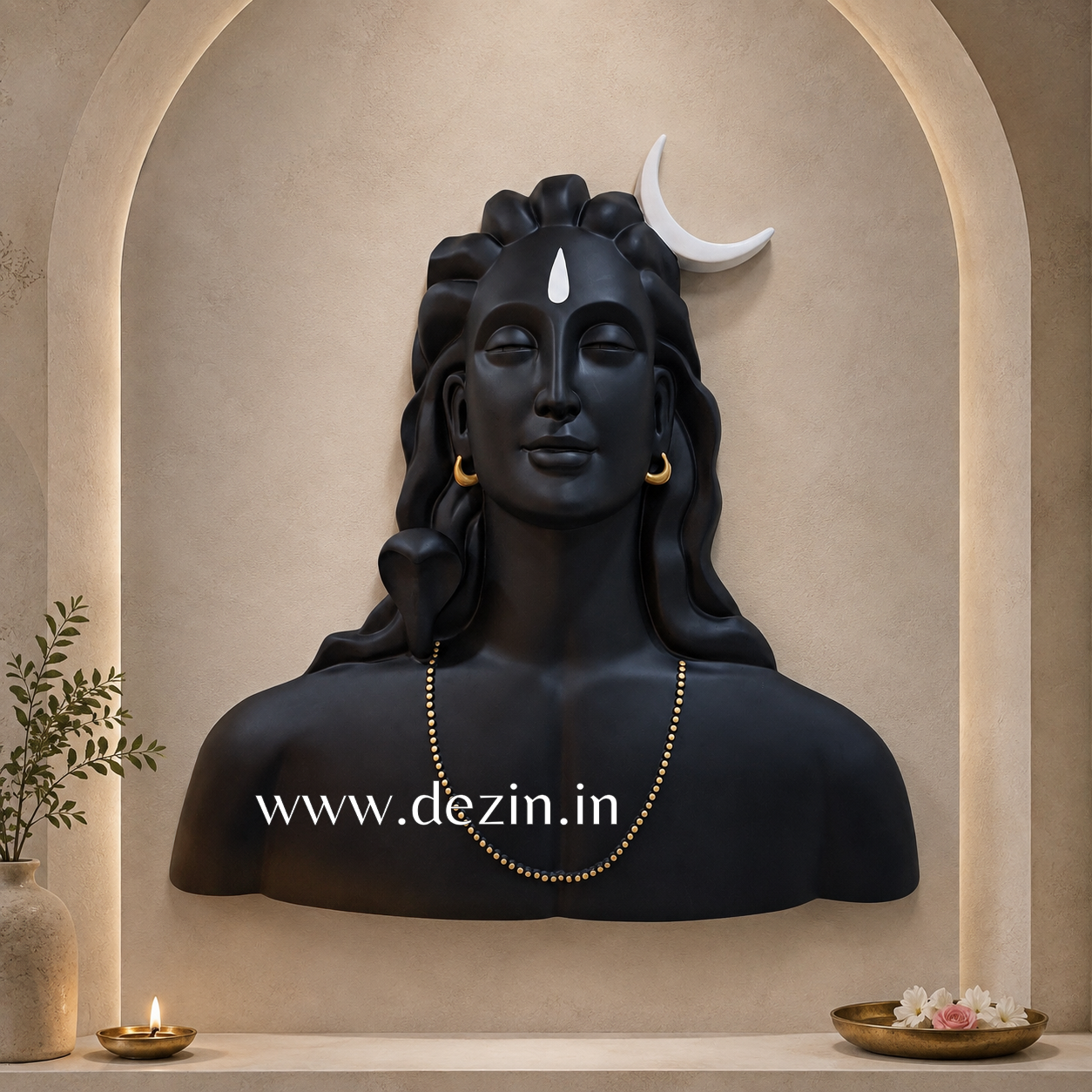 DA-44 Lord Adiyogi Wall Hanging Sculpture - 3x3ft (Black)