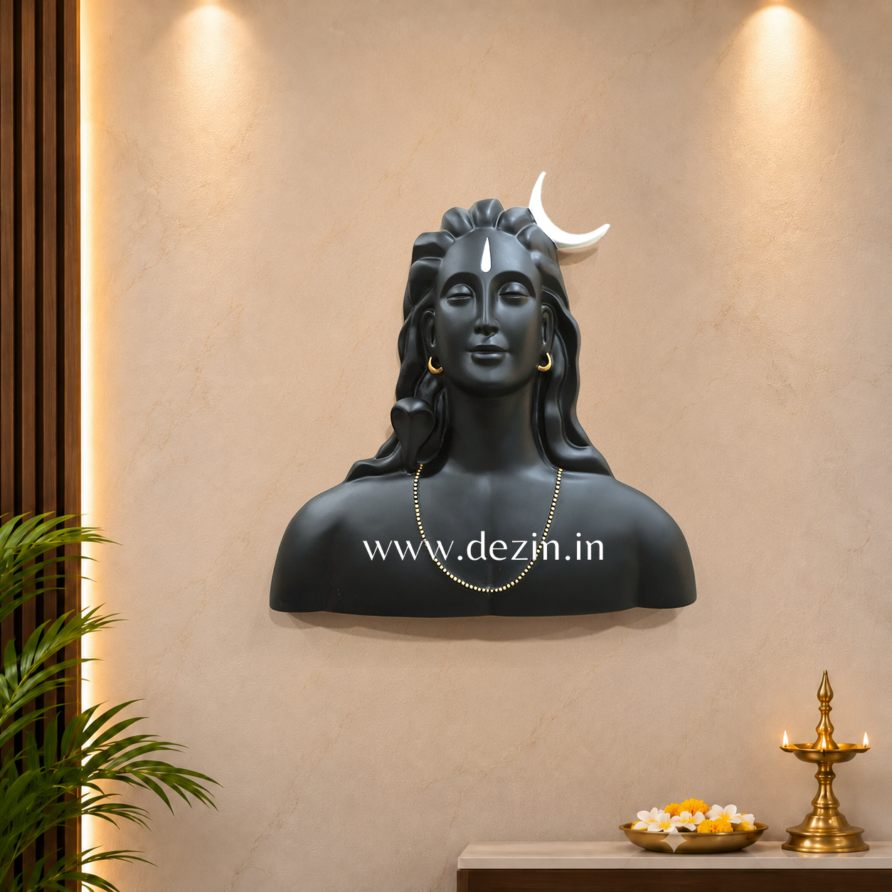 Adiyogi Wall Hanging Sculpture - 2x2ft | Premium Matte Black Finish