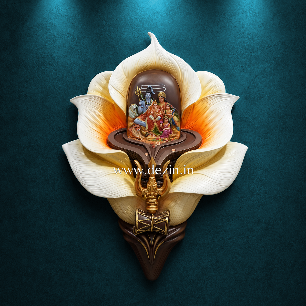 Shivalingam with Lotus Wall Mural | 4x3ft Divine Shiv Parivar Decor