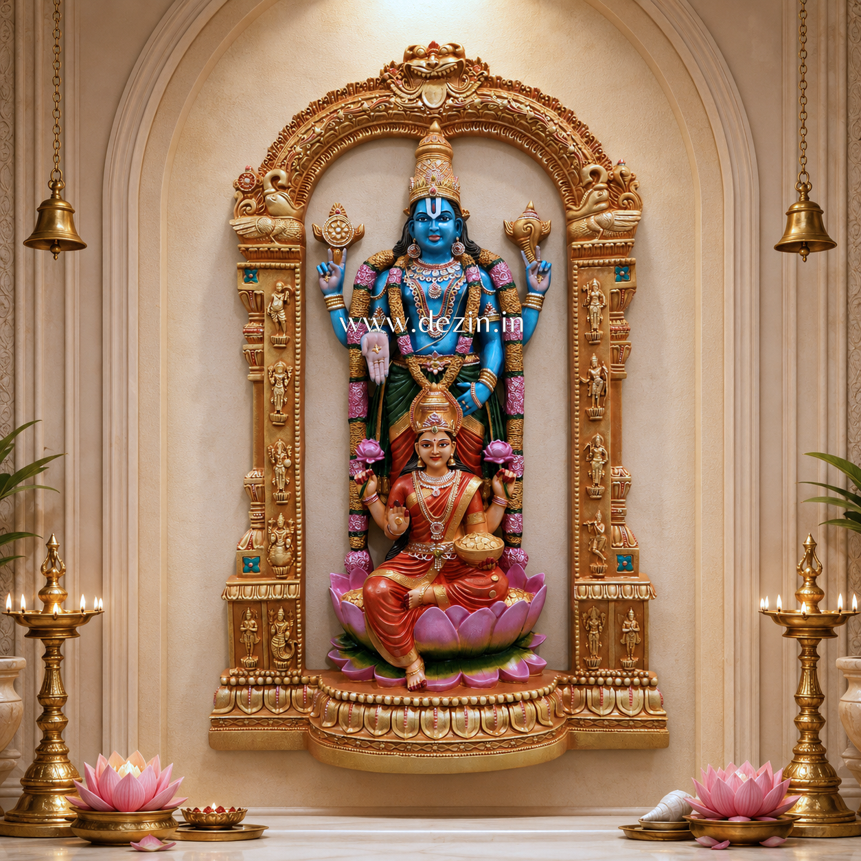 Shri Lakshmi Venkateswara Balaji Mural with Prabhavali Arch - 2.5ft