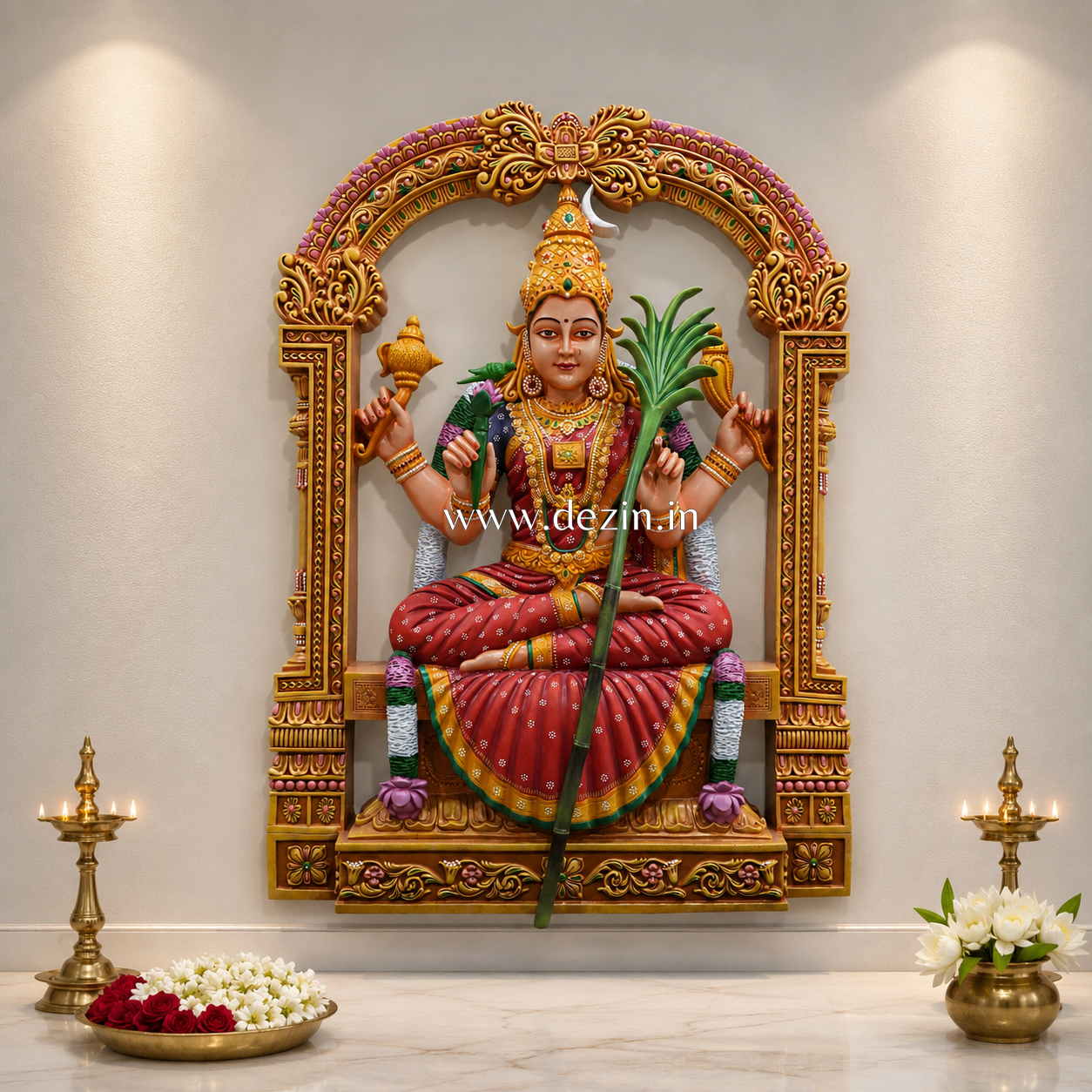 Shri Kamakshi Mata Wall Mural – 4x3ft | Traditional Kanchipuram Decor✨