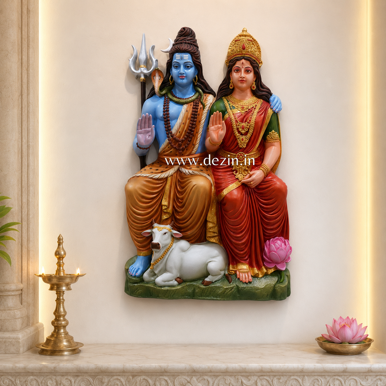 Exquisite Shiv Parvati Wall Mural 2ft | The Divine Duo of Universe