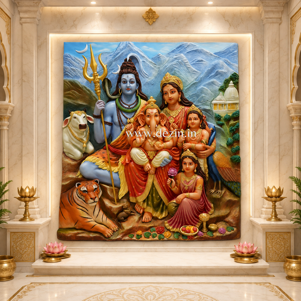 Shiva Parivar 3D Relief Wall Mural | 5.5ft Monumental Masterpiece