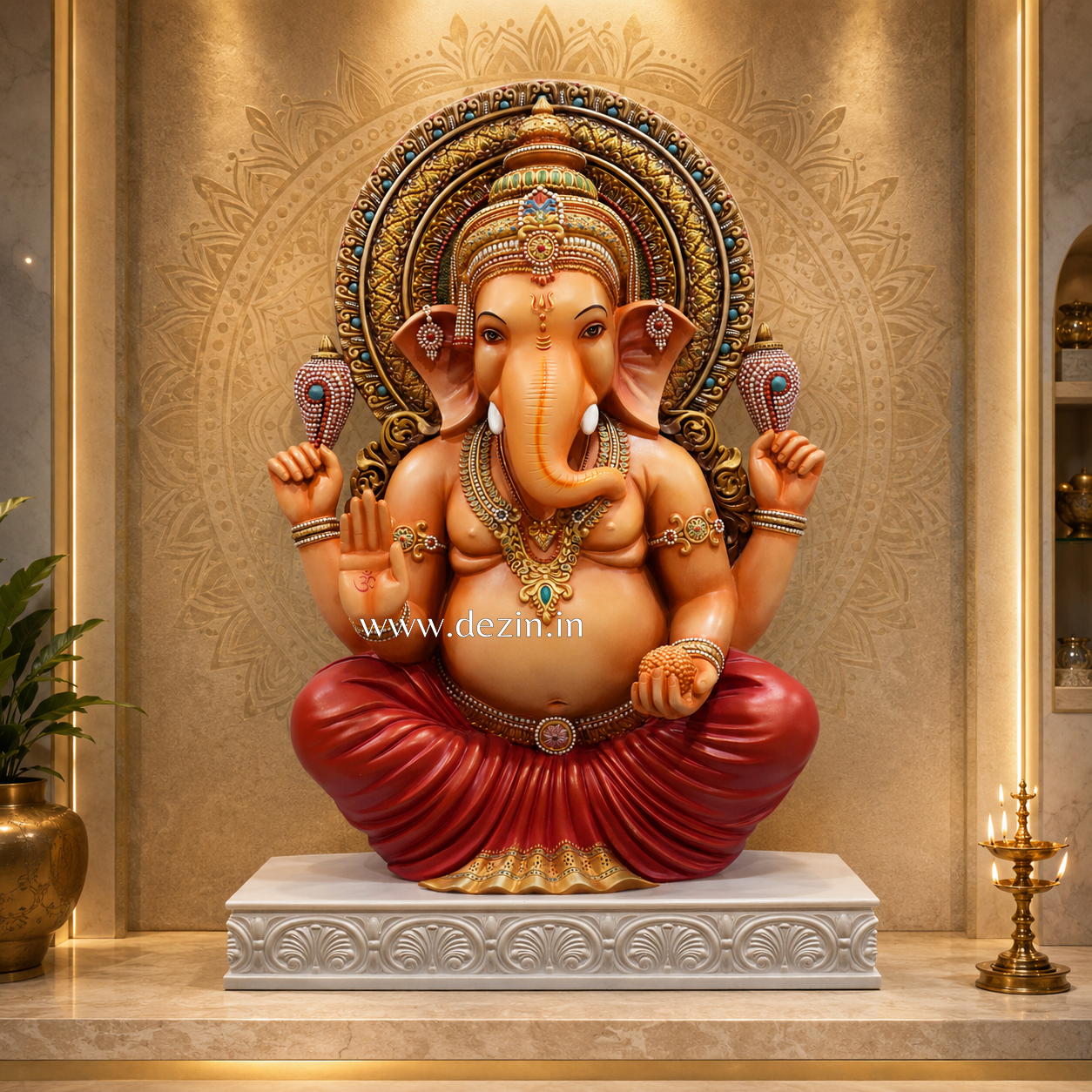4x3ft Divine Ganesha 3D Relief Mural | High-Detail Ganpati Bappa Decor✨