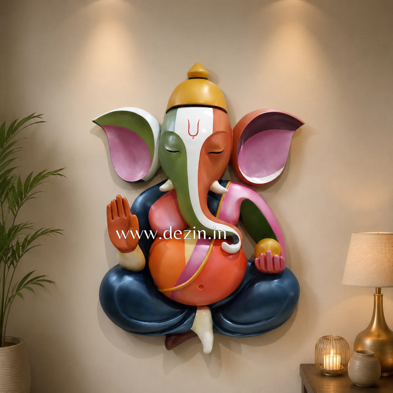 Lord Ganesha 3D Wall Mural - 3ft | Modern Spiritual Art