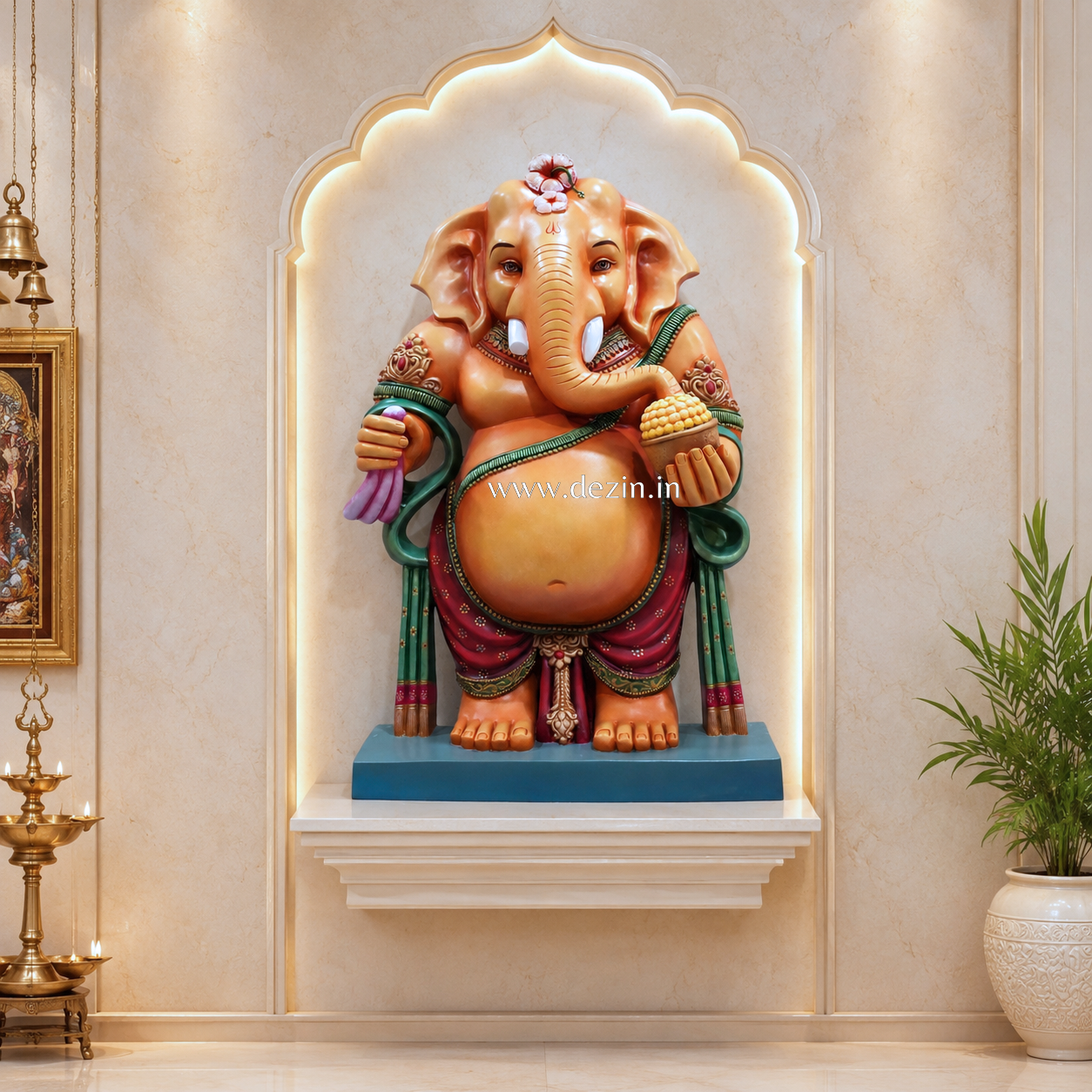 Shri Idagunji Maha Ganapati Wall Mural - 4ft | Standing Ganesha Decor✨