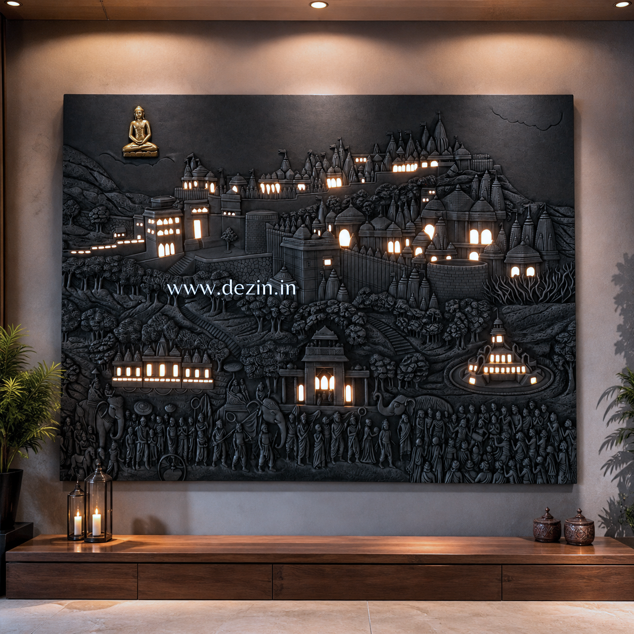 Palitana Temple Wall Hanging Mural - 8x6ft | Shatrunjaya Mahatirth 3D Relief Art