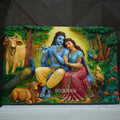 Shri Radha Krishna 6x4 ft Wall Mural | Madhuban 3D Wall Art for Living Room & Temple