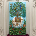 Kamdhenu Cow & Calf with Kalpavriksha Mural - 5ft | 🐄Gau Mata Decor by Dezin India